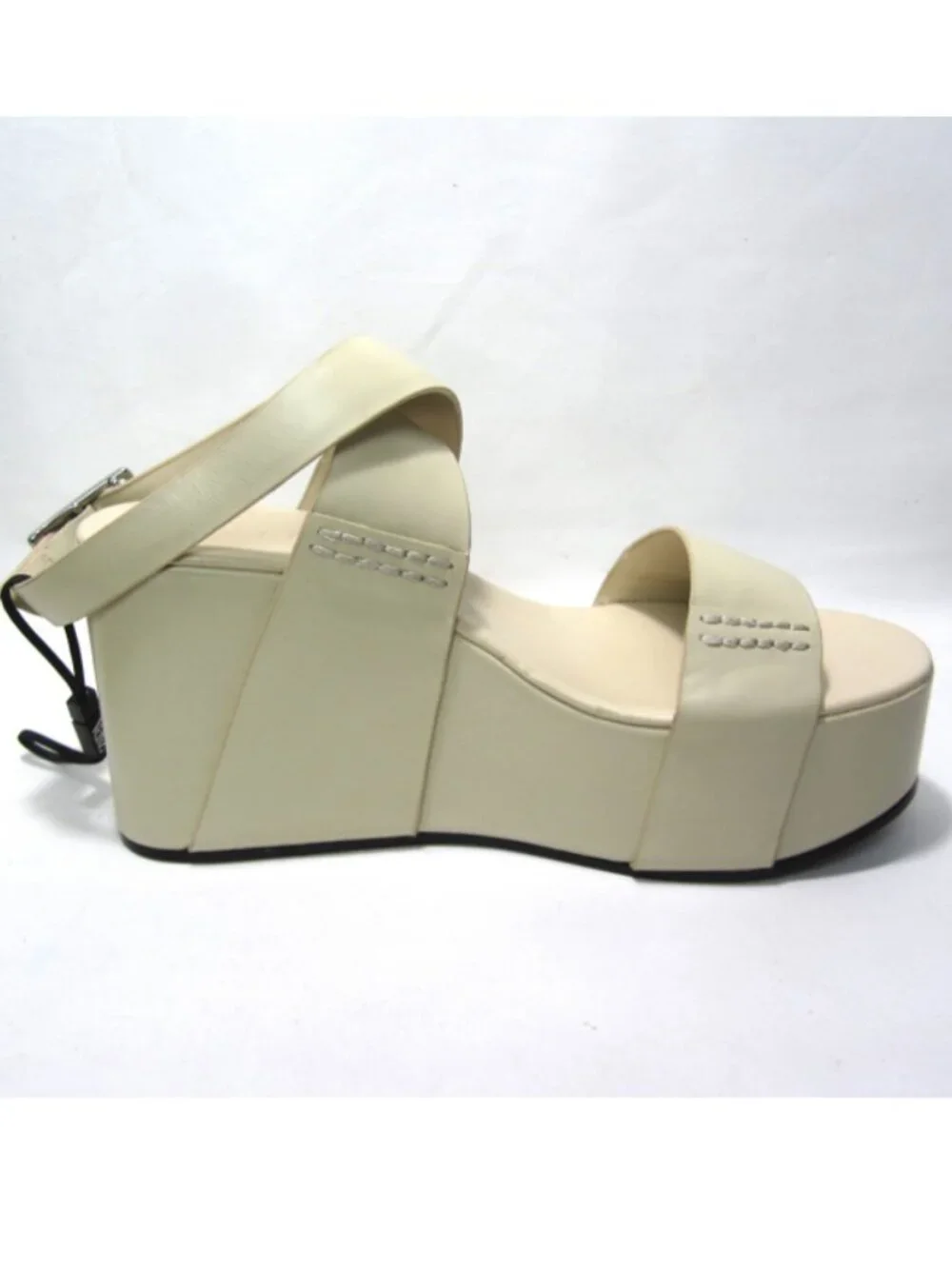 NEW Zara SRPLS $169 Sz 37 US 6.5 Platform Wedge Leather Cream Beige Ivory Flaws - Picture 6 of 15